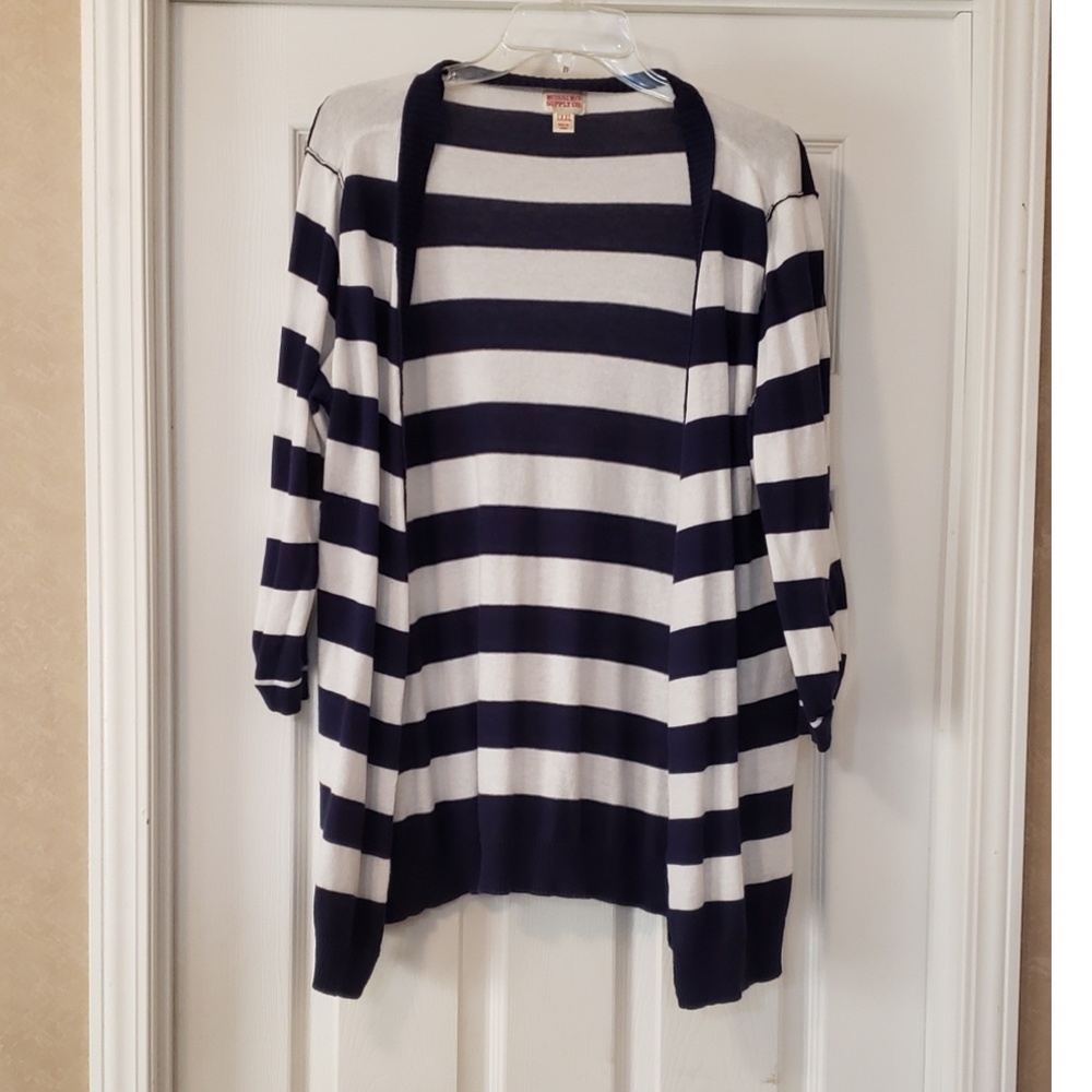 Mossimo Blue and White Striped Cardigan